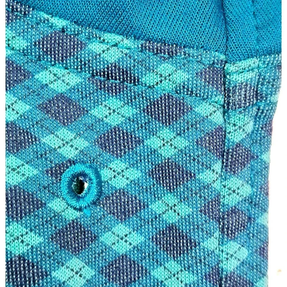 Nike Golf Polo Shirt Men's XL Teal Argyle Preppy DH0885-367 Tennis Pickleball